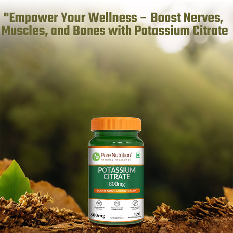 Potassium Citrate 800mg  Nerve, Kidney & Bone Health | 120 Veg Capsules