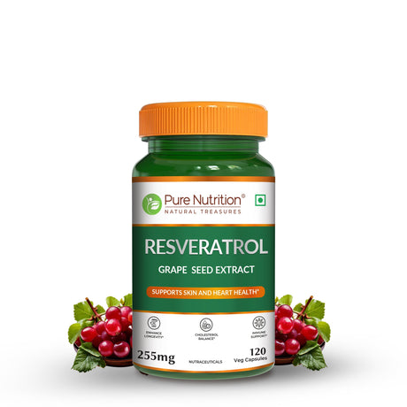 Resveratrol with Grape Seed Extract | Antioxidant Support  255mg - Nutrition by Pure Nutrition