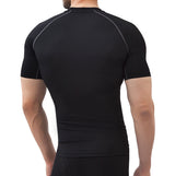 Men's Nylon Compression Tshirt Half Sleeve Tights (Black)