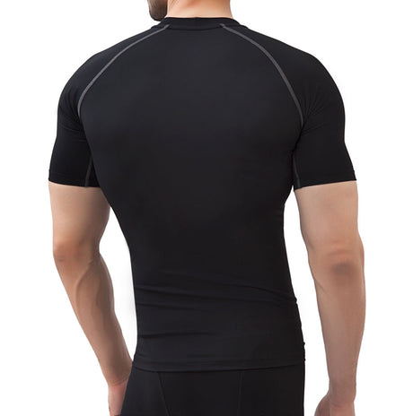 Men's Nylon Compression Tshirt Half Sleeve Tights (Black)