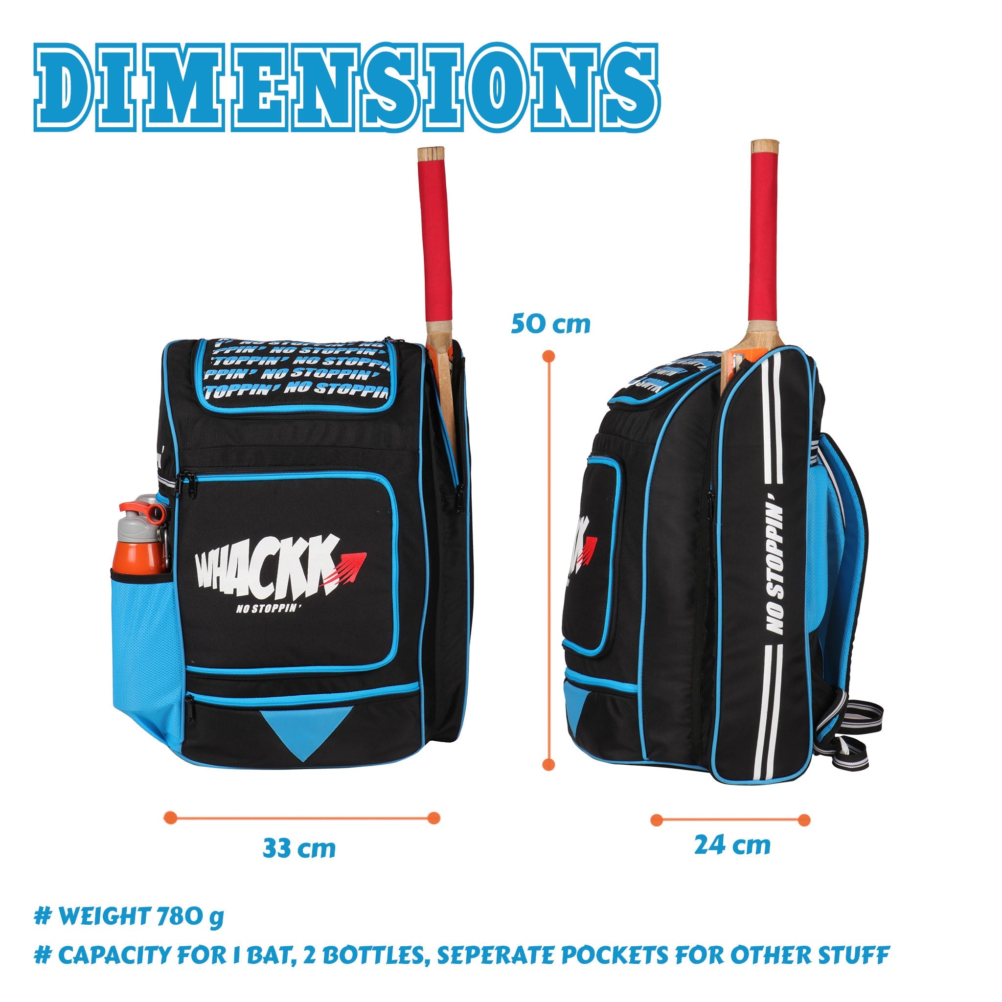 Blast Junior 37L Blue|Cricket Kit Bag |1 Pocket for Bat |2 Water Bottle Holders|Upto 10yrs Kids Kitbag |Leg pad Upto 12.5 "|Shoe & Accessories Pockets |Lightweight |Dual Opening