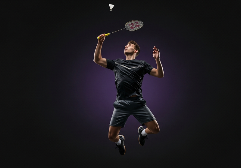 Badminton player smashing
