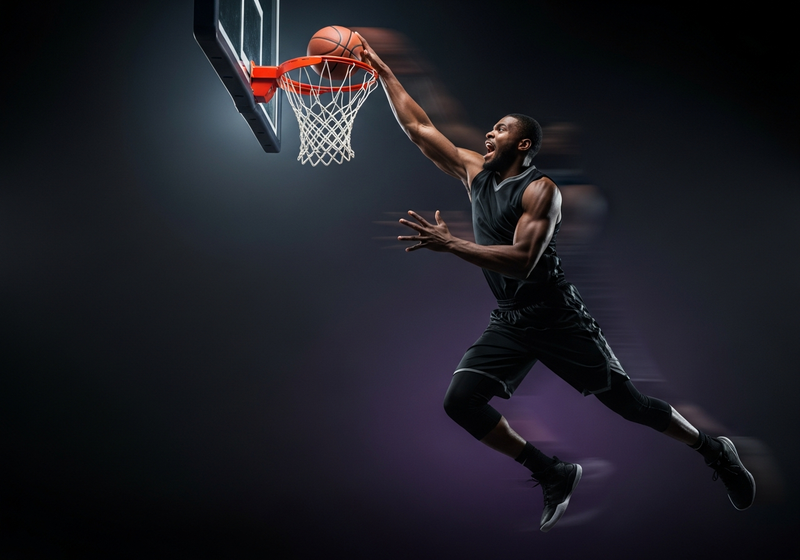 Basketball player dunking