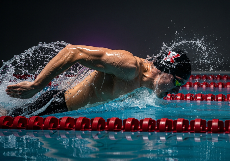 Competitive swimmer in a pool