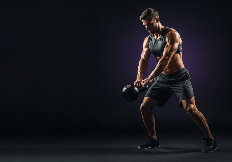 Athlete doing kettlebell training