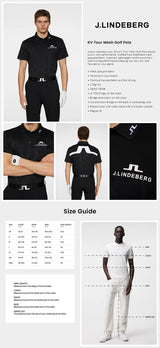 J Lindeberg Men’s KV Tour Mesh Golf Polo - Causeway Black