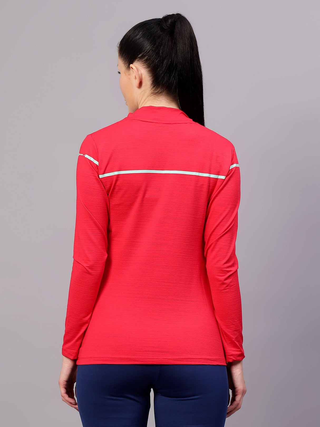 VECTOR X OGT-381 Self Design Women Turtle Neck Silver T-Shirt