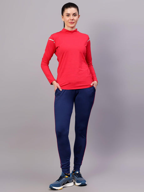 VECTOR X OGT-381 Self Design Women Turtle Neck Silver T-Shirt