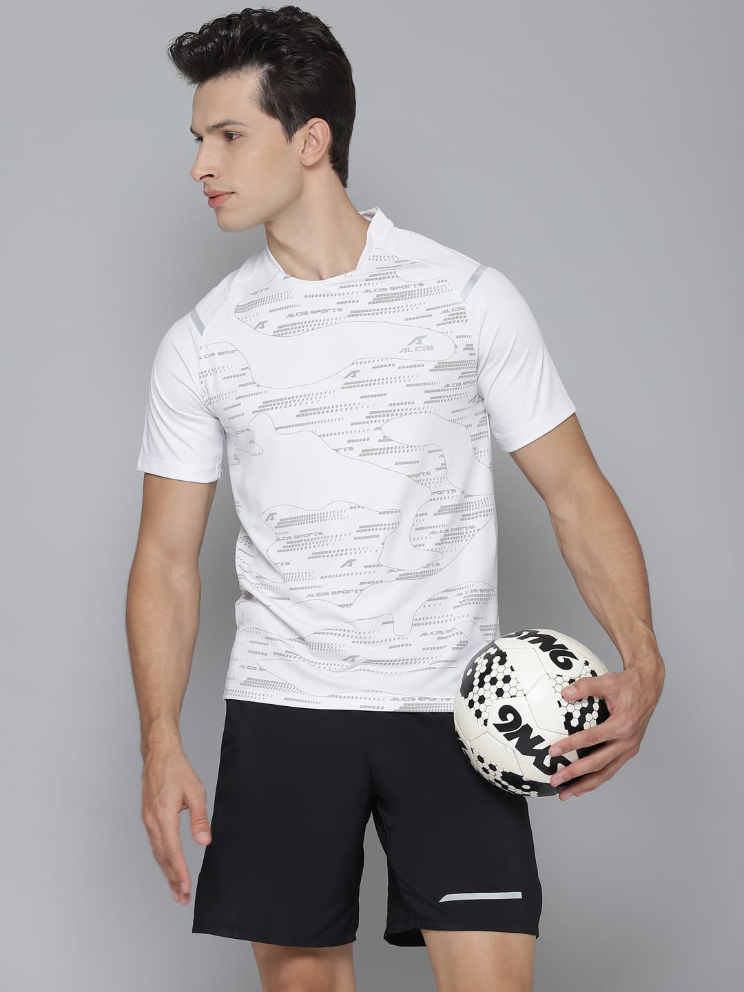 Alcis Men Self Design White Tshirts