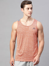 Alcis Men Red & White Self Striped Slim Fit Dry-Tech Round Neck Sports T-shirt