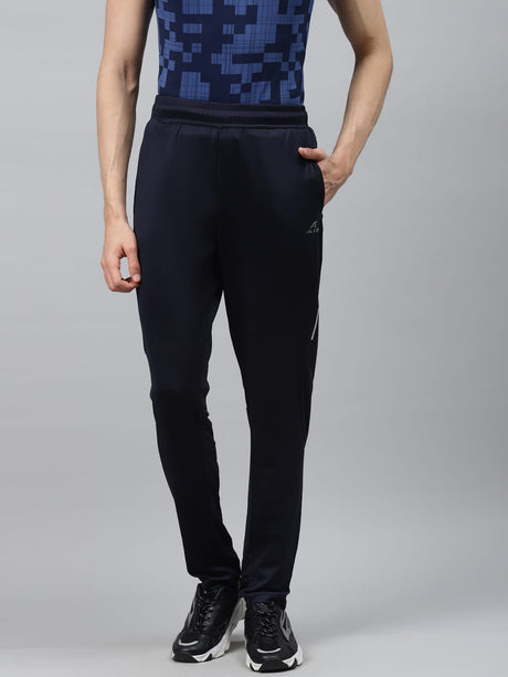 Alcis Men Navy Blue Melange Solid Running Track Pants | Alcis