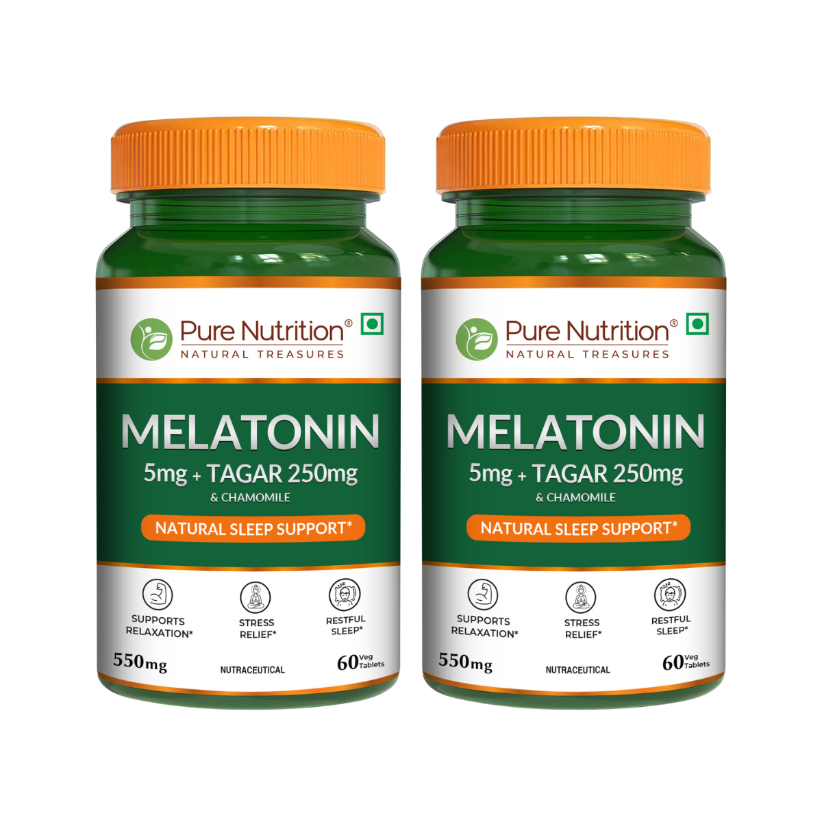 Melatonin with Tagar, Chamomile & L-Theanine  Natural Sleep Support Tablets