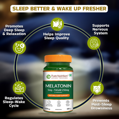 Melatonin with Tagar, Chamomile & L-Theanine  Natural Sleep Support Tablets