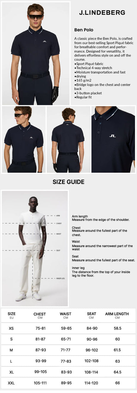 J Lindeberg Men’s Ben Golf Polo - JL Navy