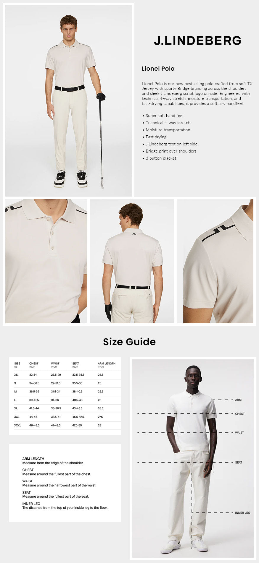 J Lindeberg Men's Lionel Golf Polo - Moonbeam