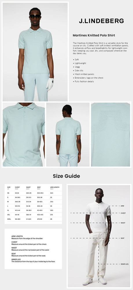 J Lindeberg Men's Martines Knitted Golf Polo - Winter Sky
