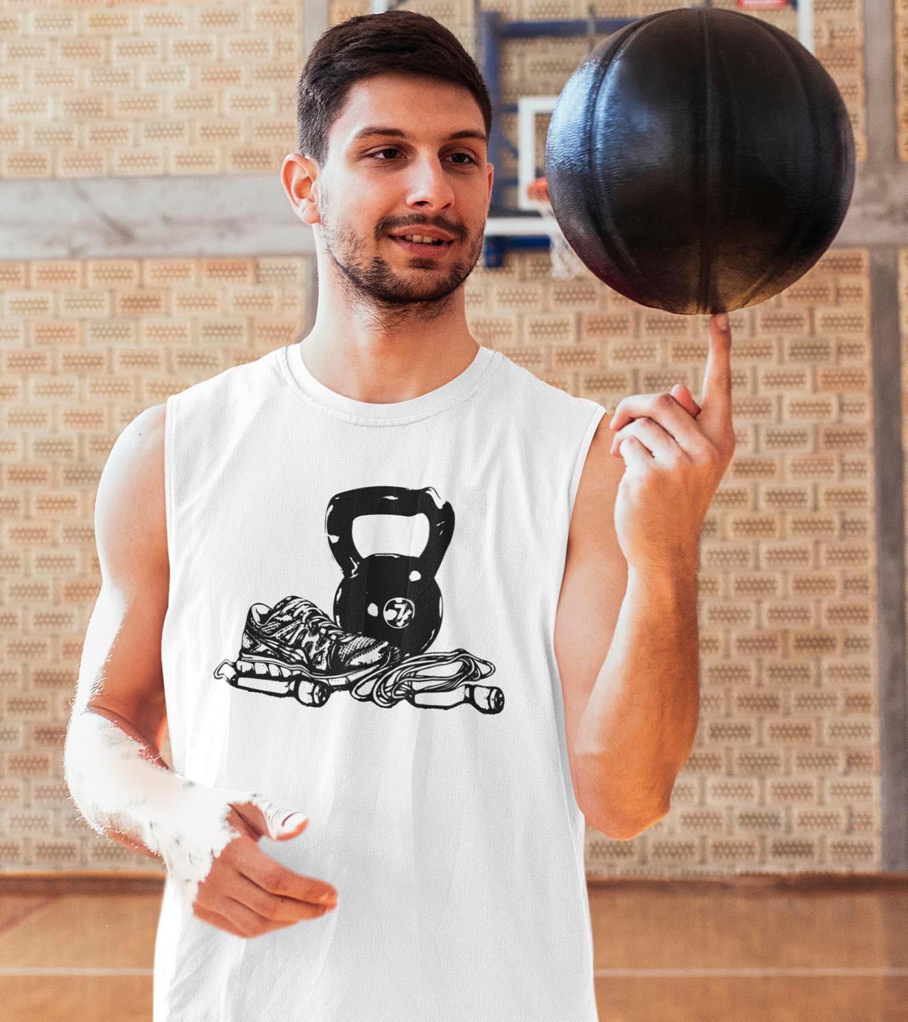 Men's white Gym Muscle tank