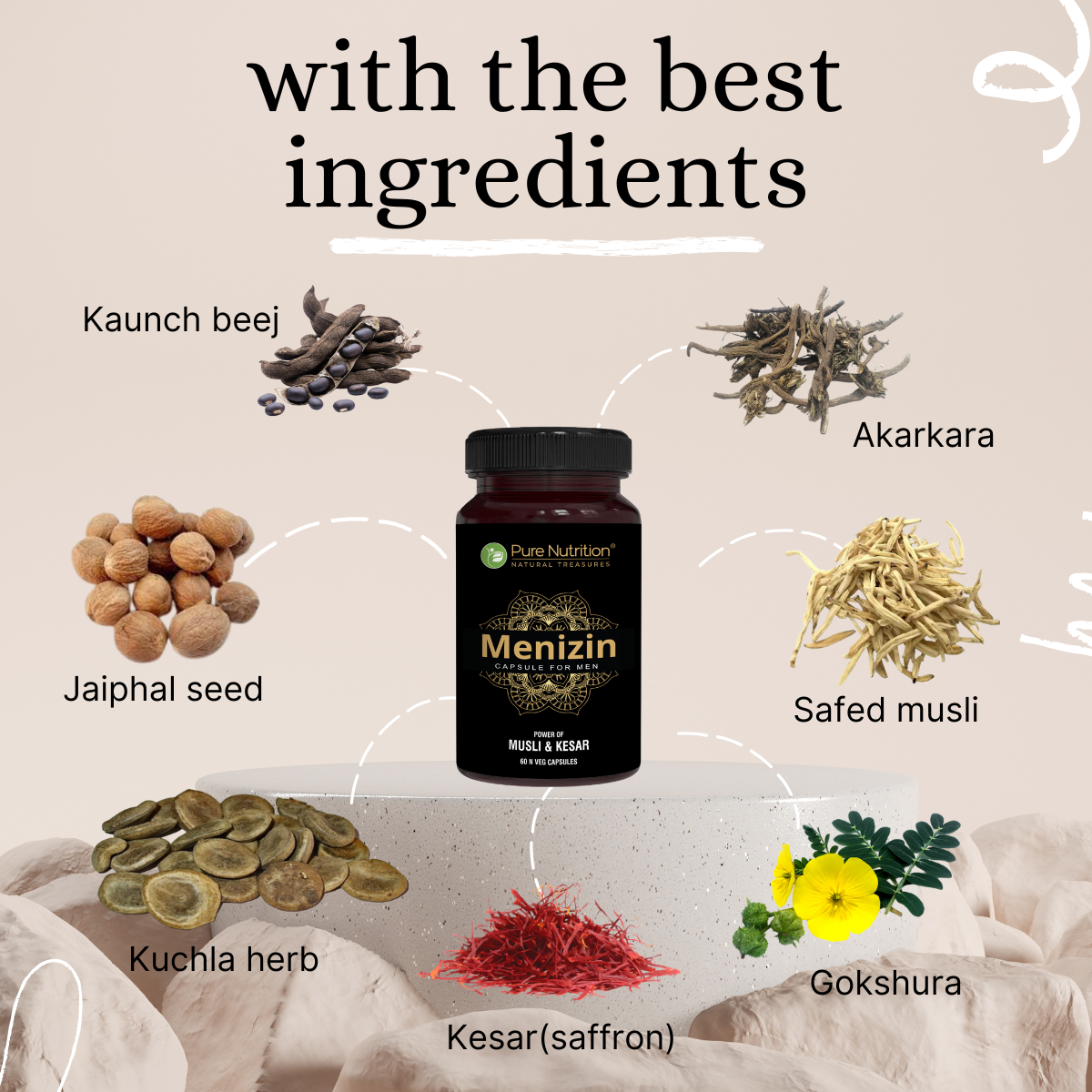 Menizin - 60 Vegetarian Capsules | Premium Daily Vitality and Wellness Supplement for Men