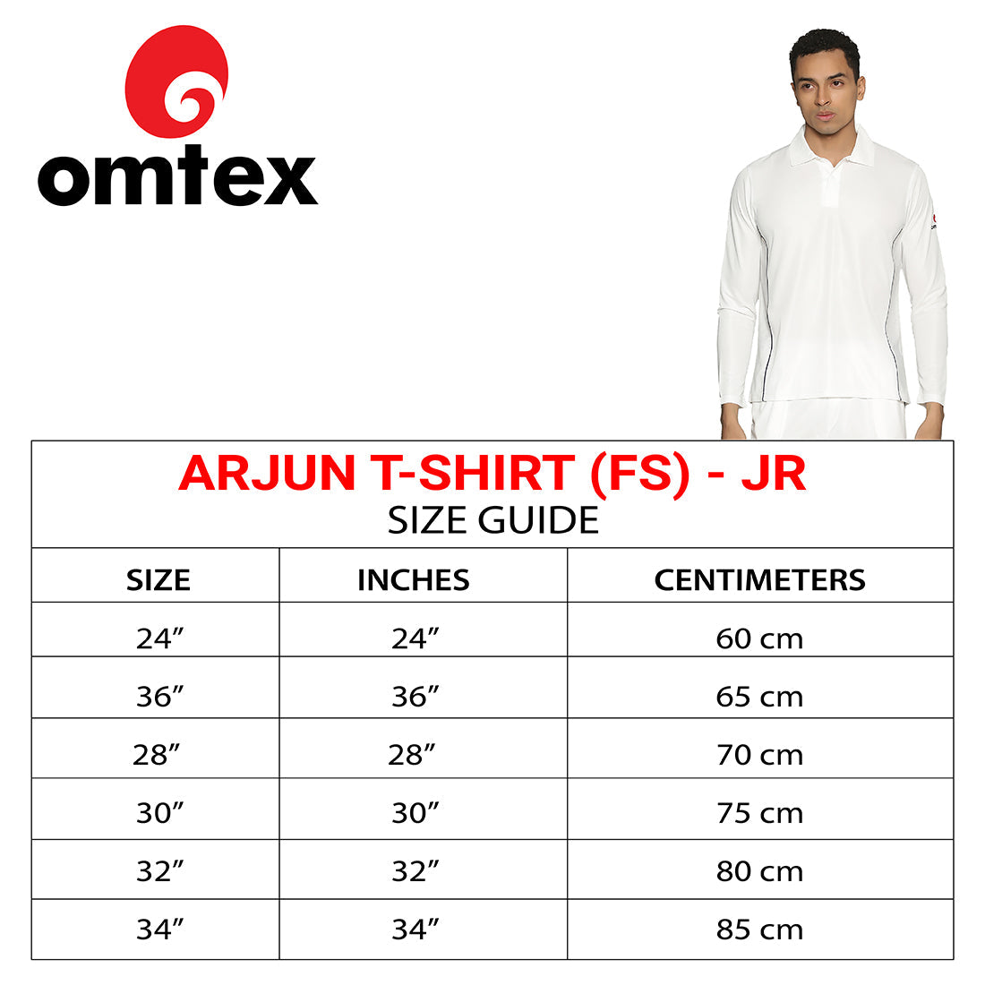ARJUN PRO - FUll SLEEVES - CRICKET WHITES T-SHIRT - Jr
