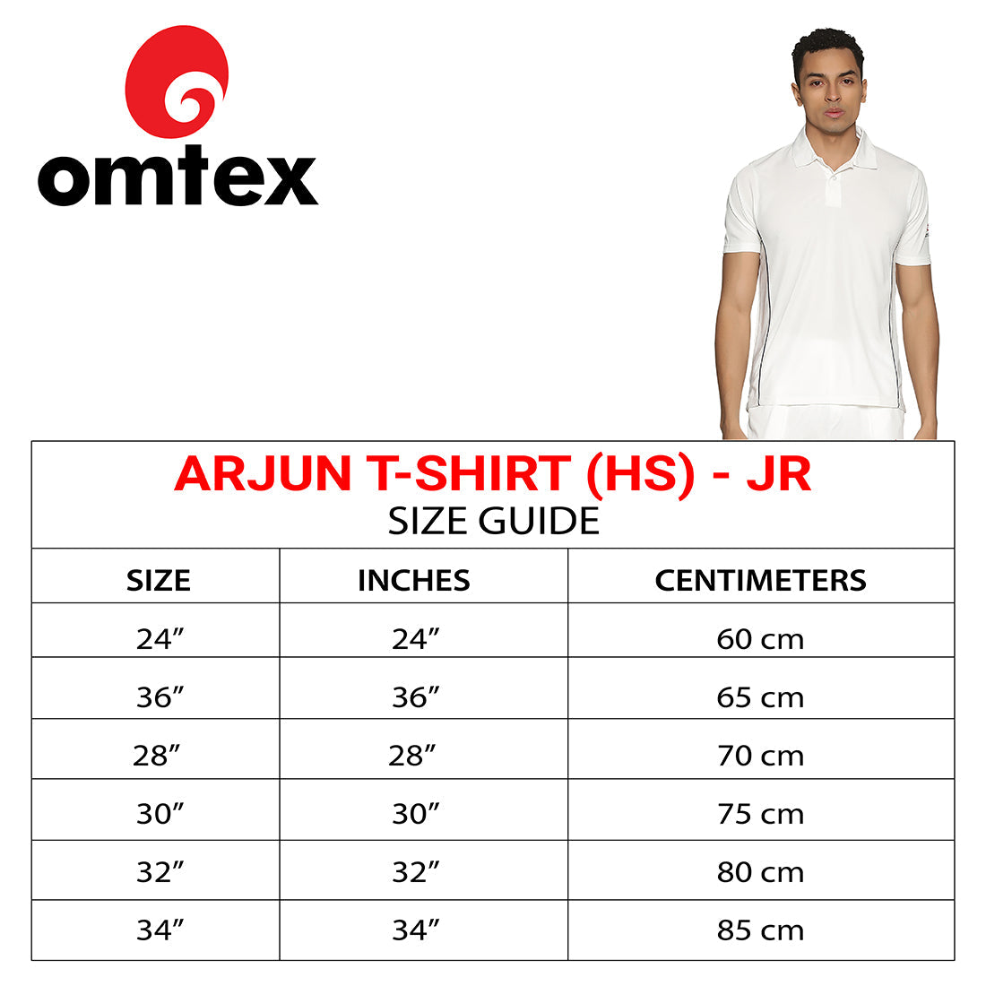 Arjun Pro - Half Sleeves - Cricket Whites T-shirt - Jr