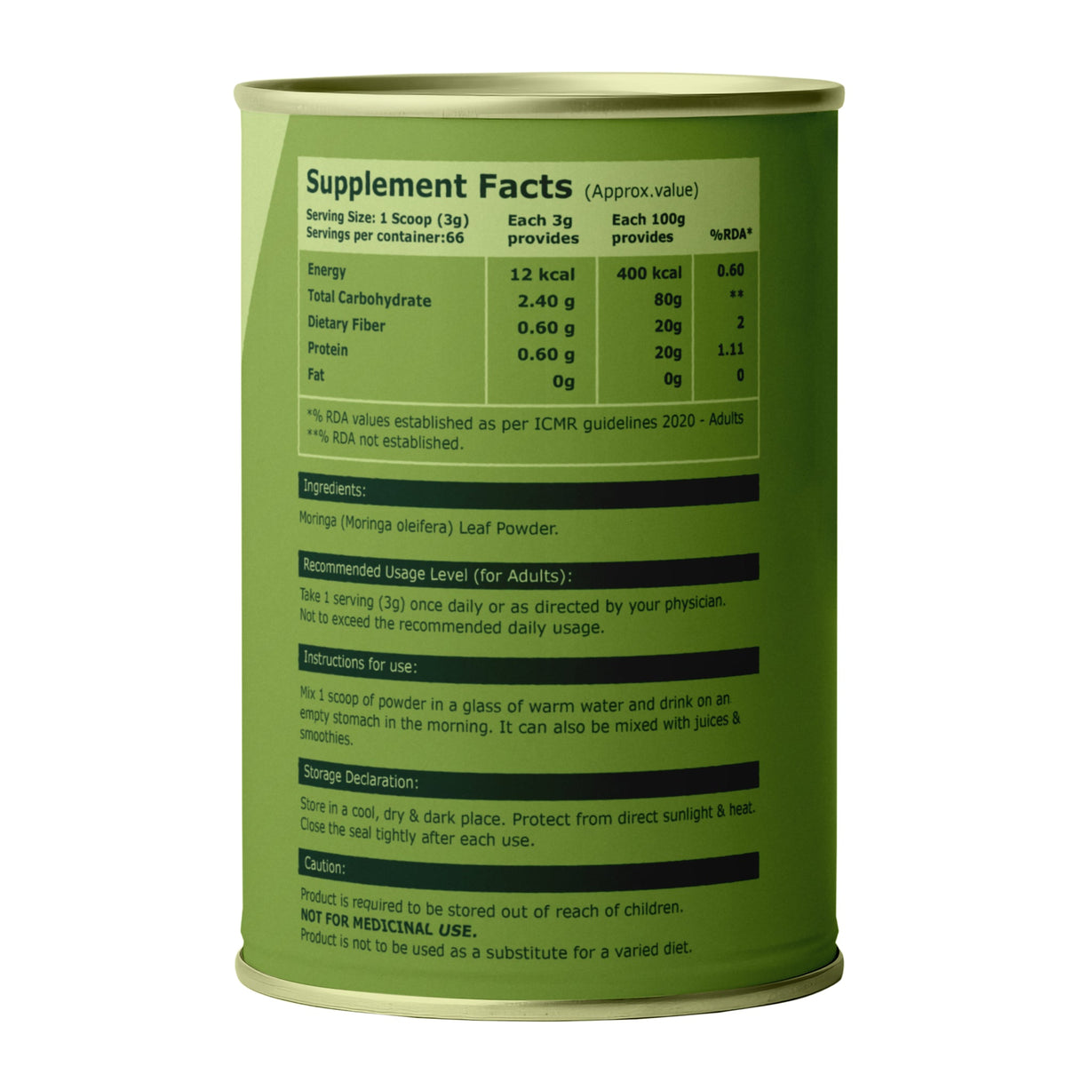Moringa Powder Naturally Rich in Vitamins, Minerals & Antioxidants | Superfood