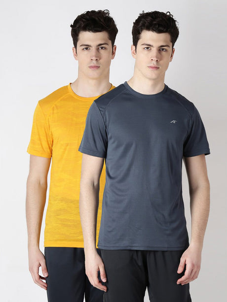 Alcis Mens Solid Pack of Two Round Neck T-Shirt MPCK02 | Alcis