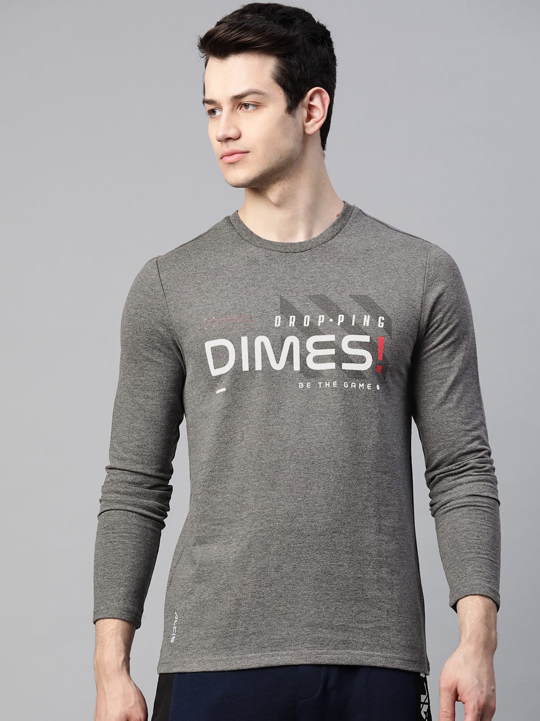 Alcis Men Charcoal Grey & White Printed Outdoor Sweatshirt