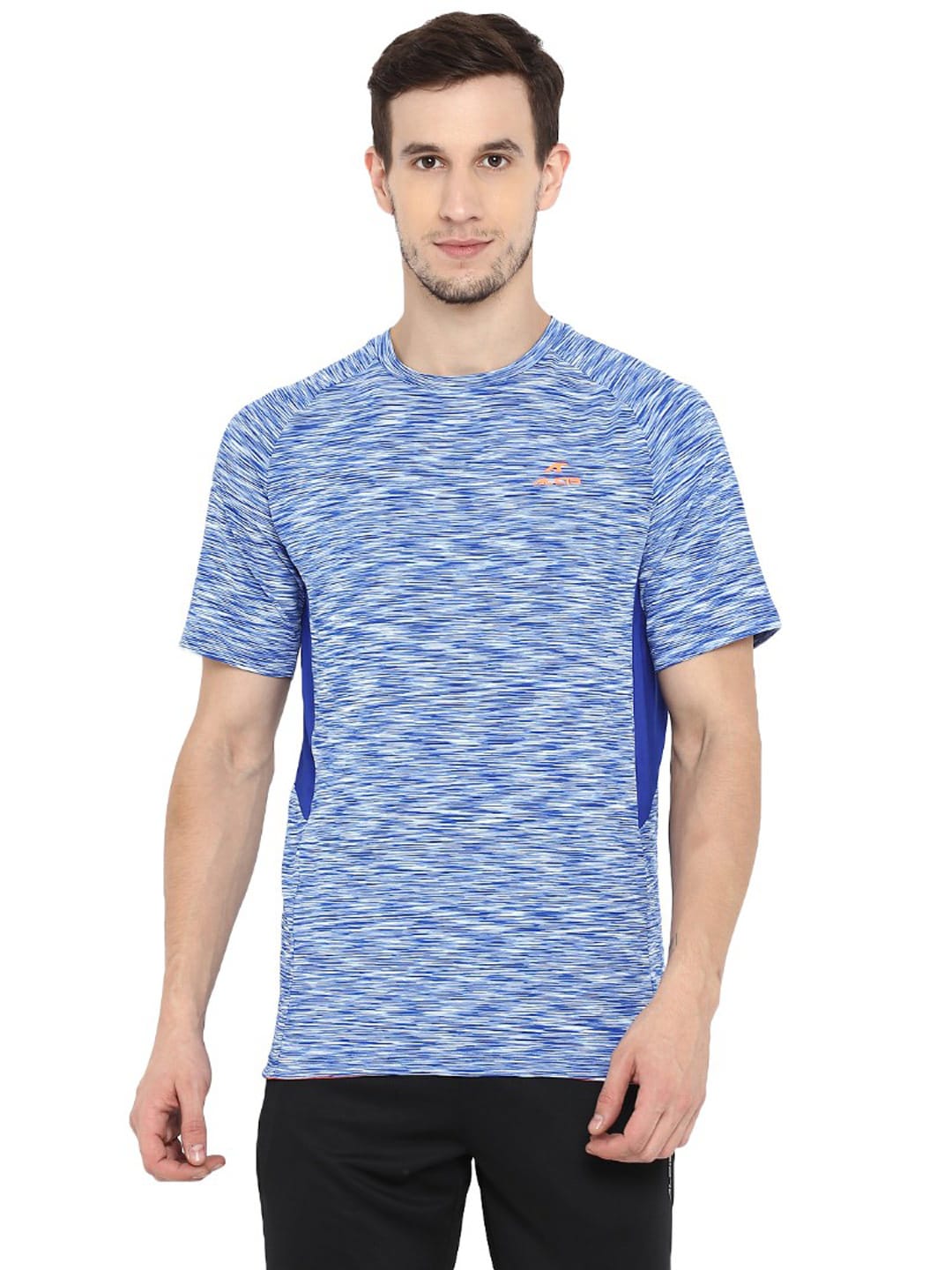 Alcis Men Blue White Self Design Round Neck Training T-shirt