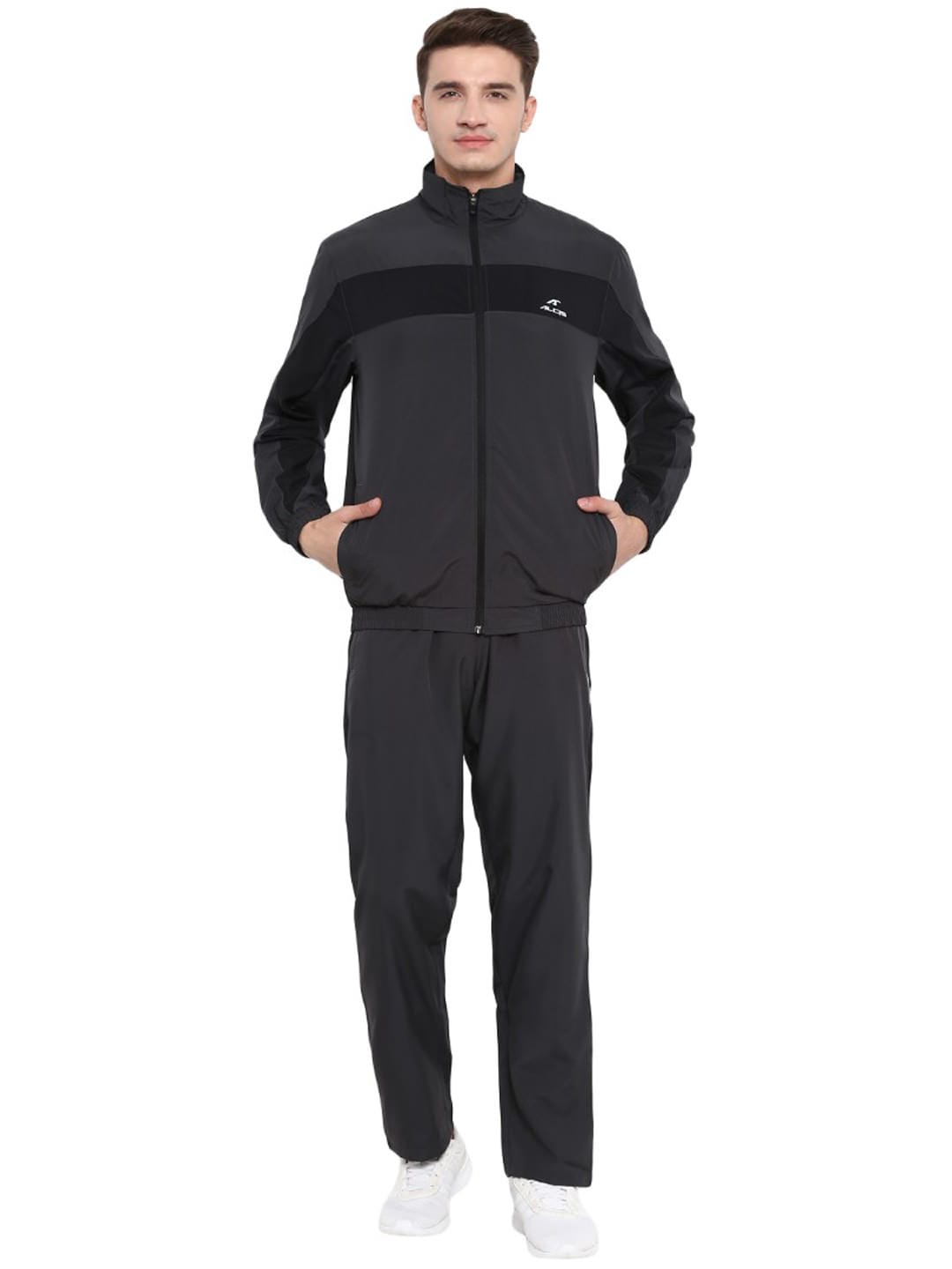 Alcis Men Colourblocked Grey Tracksuits