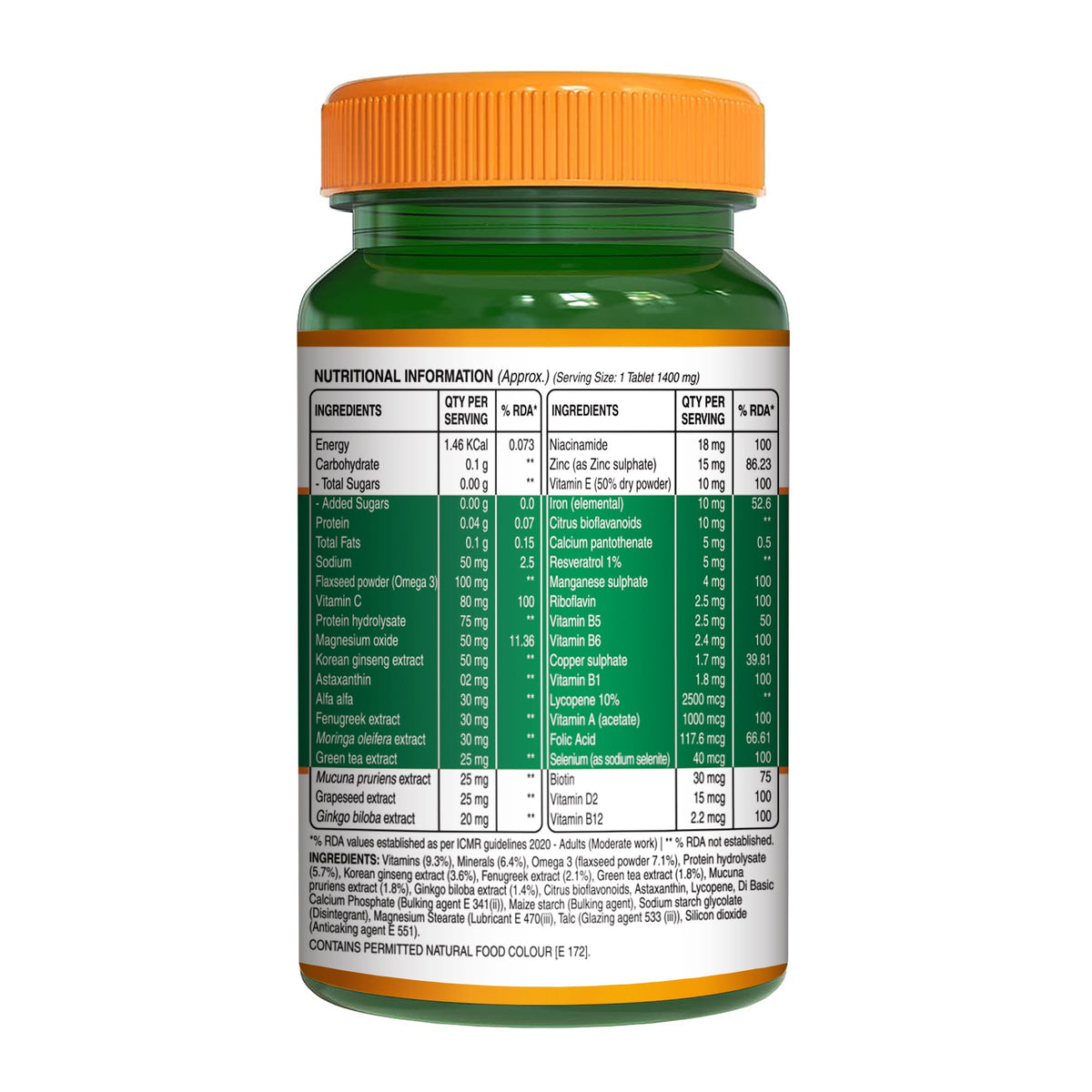 Multivitamin for Men - 60 Vegetarian Tablets | Daily Wellness with 32+ Vitamins, Minerals, and Herbal Extracts