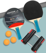 VECTOR X Table Tennis Racquets Set With Portable Net Black Table Tennis Racquet (Pack of: 3, 250 g)