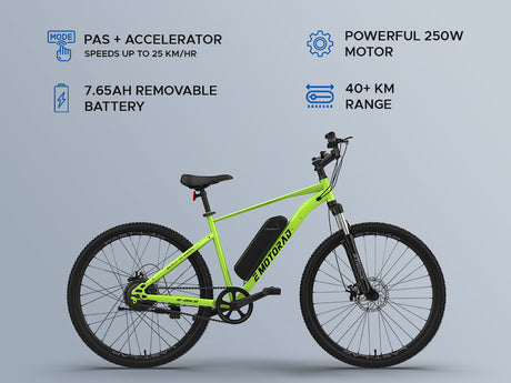 金属绿色Neo电动自行车城市系列EMotorad | KIBI SPORTS