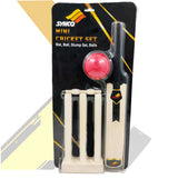 Synco Wooden Mini Cricket Set with one bat,Three Stumps wickets and 1 Ball for Kids