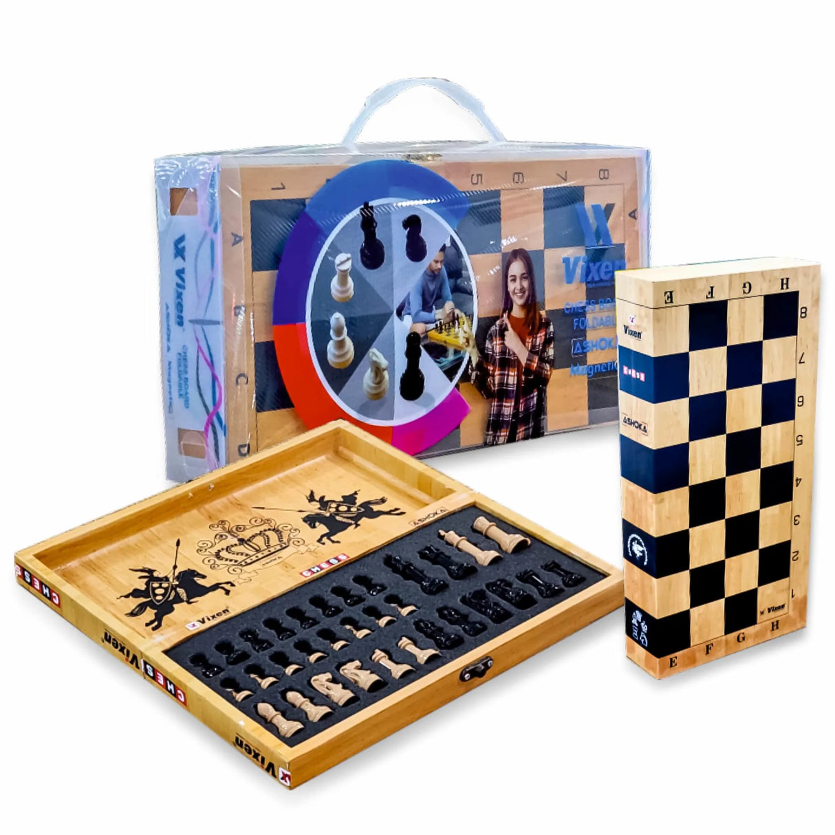 VIXEN CHESS BOARD FOLDABLE ASHOKA  WITH MAGNETIC COINS