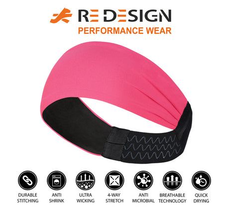 Sports Headband For Men and Women (Neon Pink)