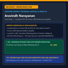 Book a Pro: Aravindh Narayanan (Certified District Technical Official & Starter) — Track Starter & Meet Officiating