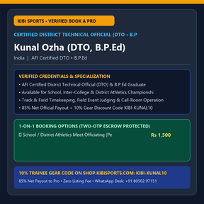 Book a Pro: Kunal Ozha (Certified District Technical Official, B.P.Ed) — Athletics Meet Officiating