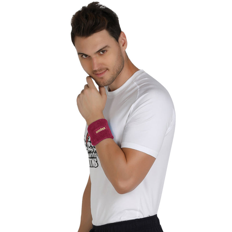 Omtex Wrist Sweat Band Maroon (3 inch)