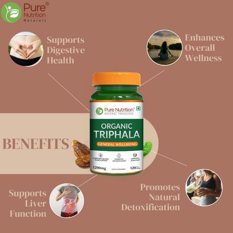 Organic Triphala Supplement - 120 Vegetarian Tablets | Supports Digestion and Boosts Immunity
