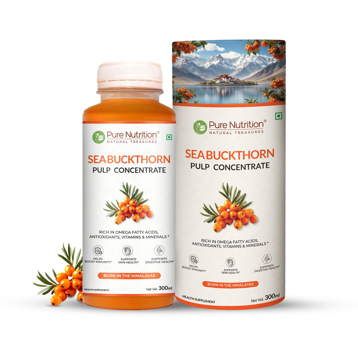 Sea Buckthorn Pulp Concentrate  300ml | Skin, Immunity & Omega Fatty Acids - Nutrition by Pure Nutrition