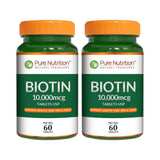 Biotin 10,000 mcg Pharma Grade | Hair, Skin & Nail Health | 60 Capsules
