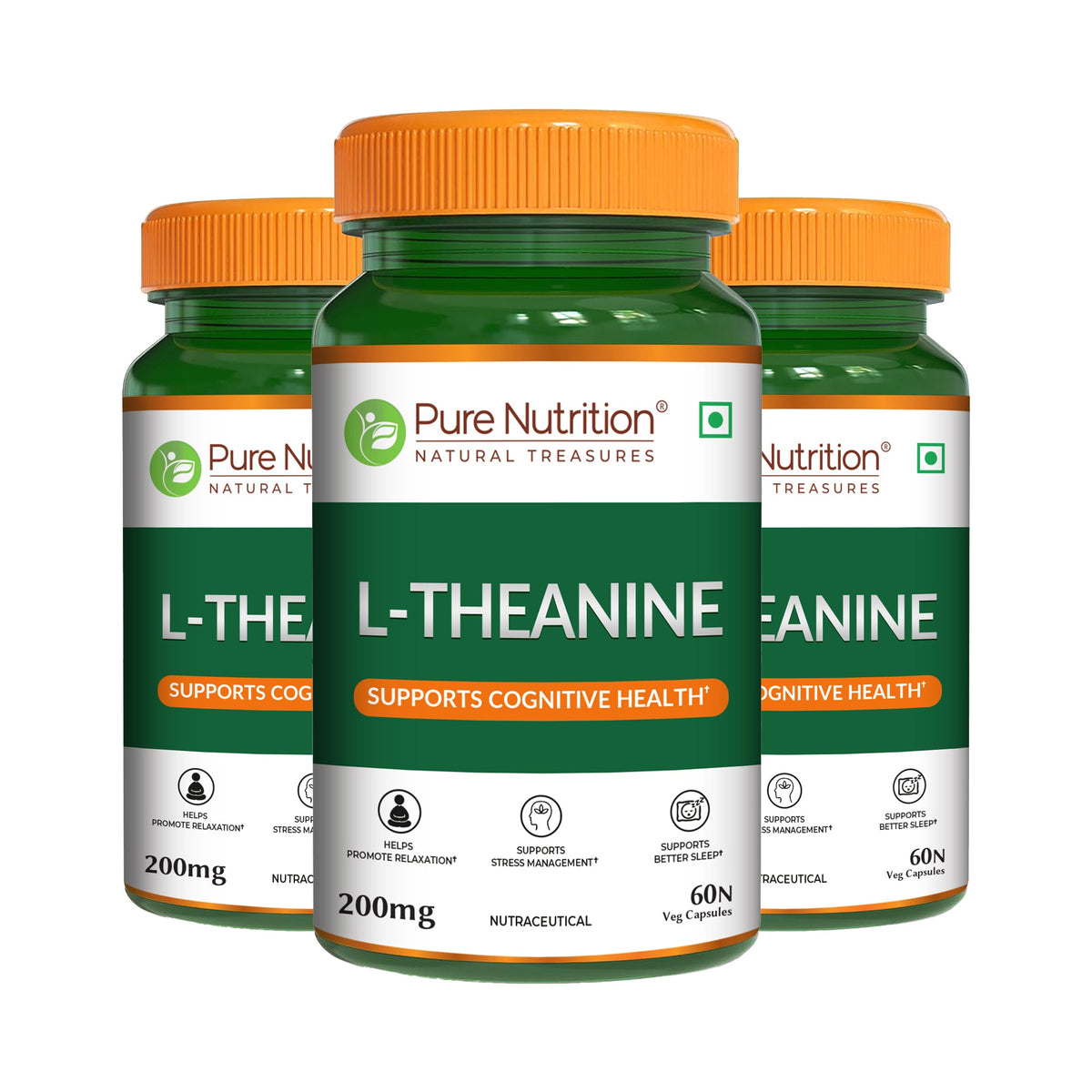 L-Theanine Capsules 200mg – Calm Focus, Stress Relief & Relaxation | 60 Capsules