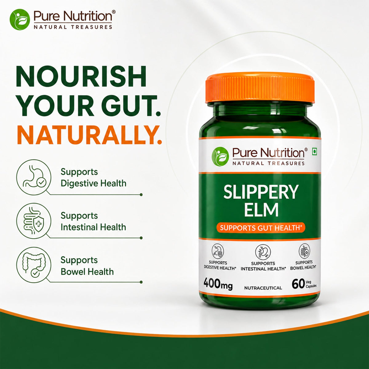 Slippery Elm 400 mg | 60 Vegetarian Capsules