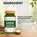 MSM 1000 mg | Methyl Sulfonyl Methane Capsules | Joint & Mobility Support | 60 Tablets