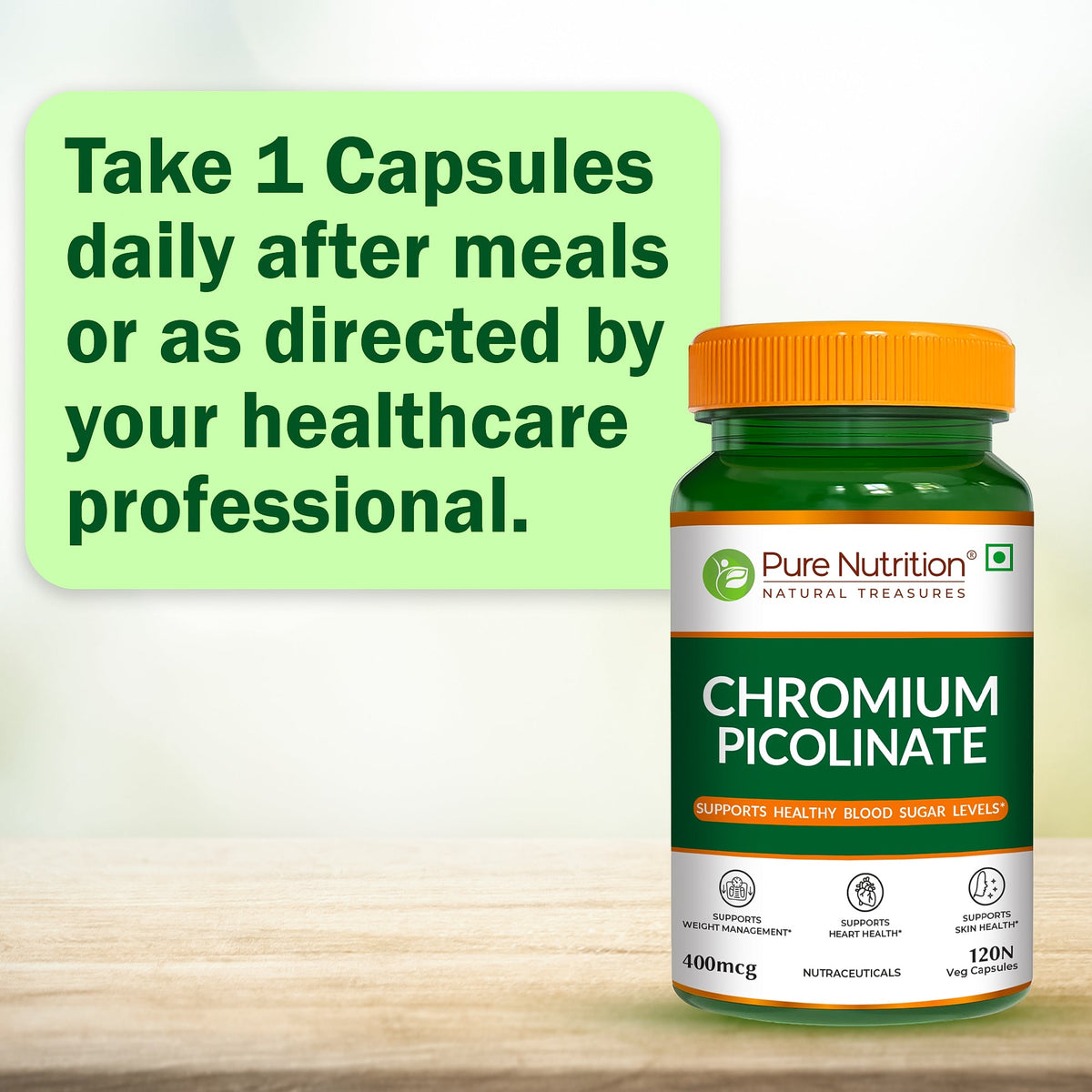 Chromium Picolinate 120 Capsules Blood Sugar, Metabolism & Weight Support