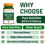 Biotin 10,000 mcg Pharma Grade | Hair, Skin & Nail Health | 60 Capsules