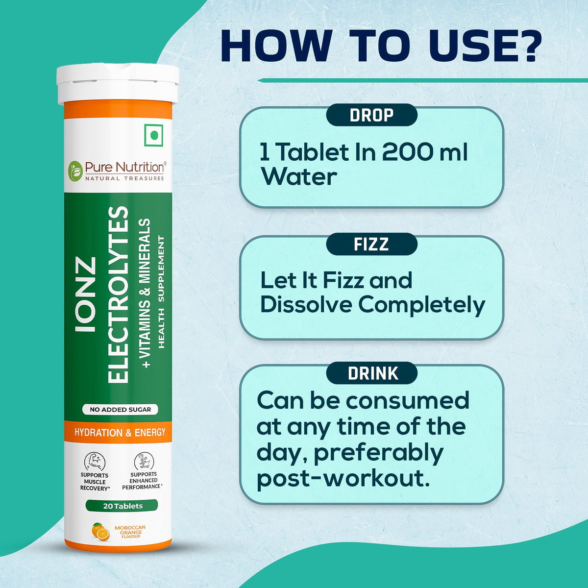IONZ Electrolytes + Vitamins & Minerals  Moroccan Orange Effervescent