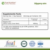 Slippery Elm 400 mg | 60 Vegetarian Capsules