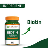 Biotin 10,000 mcg Pharma Grade | Hair, Skin & Nail Health | 60 Capsules