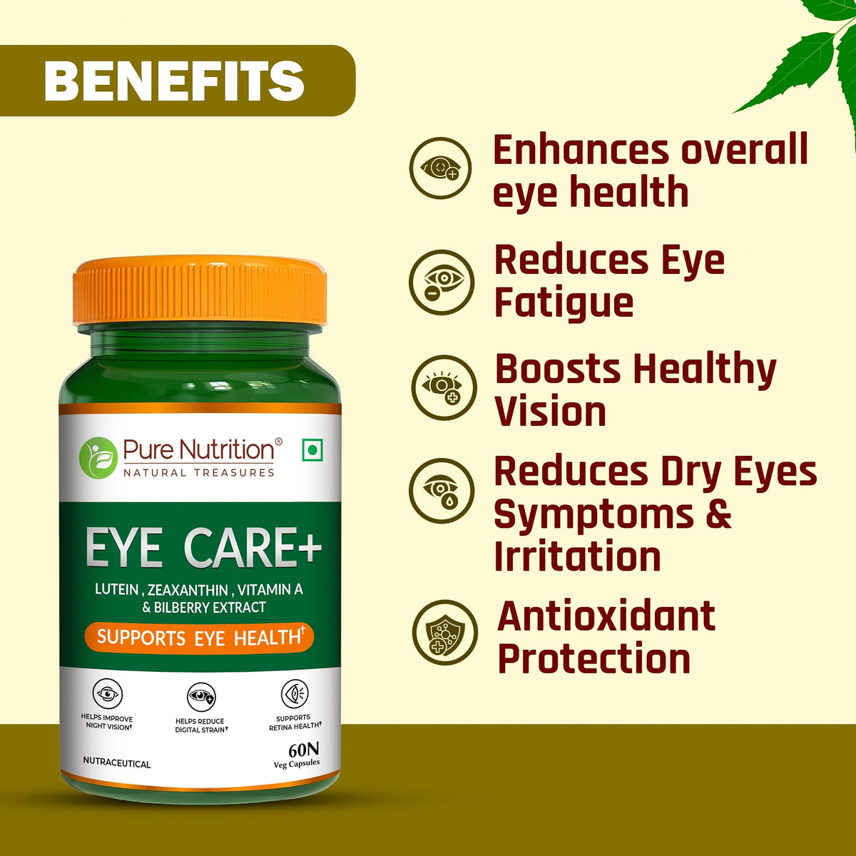 Eye Care+ Lutein, Zeaxanthin, Vitamin A & Bilberry for Eye Health